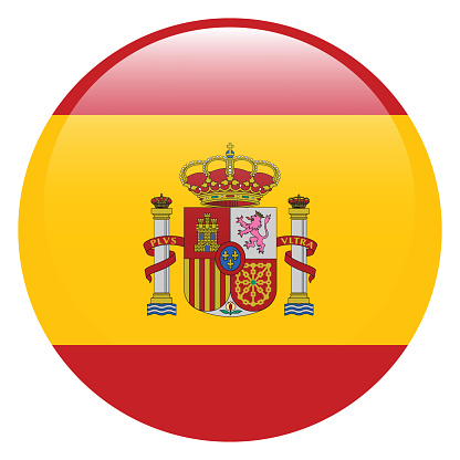 The flag of Spain. Flag icon. Standard color. Circle icon flag. 3d illustration. Computer illustration. Digital illustration. Vector illustration.