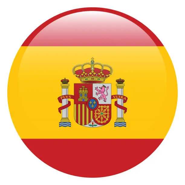 Vector illustration of Spain flag. Flag icon. Standard color. Circle icon flag. 3d illustration. Computer illustration. Digital illustration. Vector illustration.