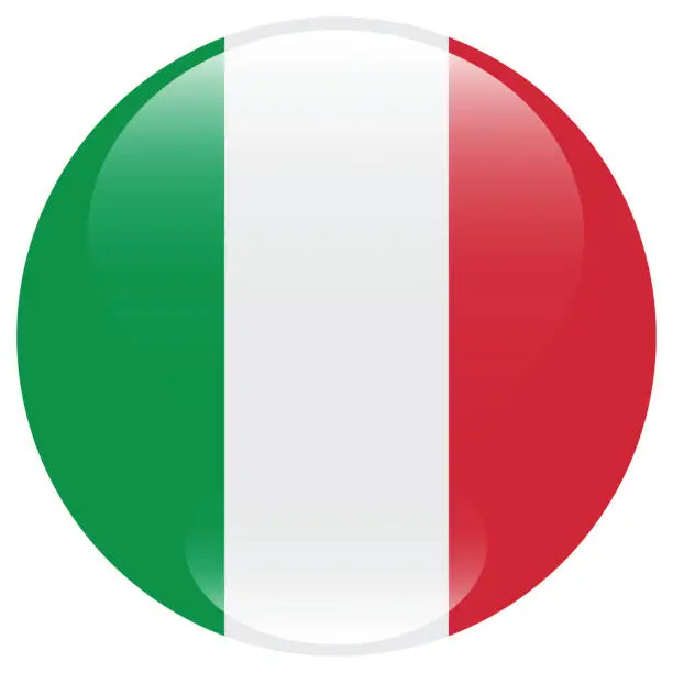 Vector illustration of Italy flag. Button flag icon. Standard color. Circle icon flag. 3d illustration. Computer illustration. Digital illustration. Vector illustration.