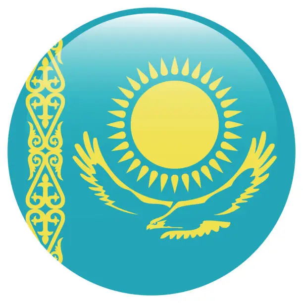 Vector illustration of Kazakhstan flag. Flag icon. Standard color. Circle icon flag. 3d illustration. Computer illustration. Digital illustration. Vector illustration.