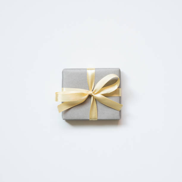 istock Gray gift box isolated on white background. top view 1972576214