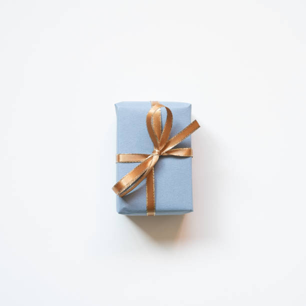 istock Blue gift box isolated on white background. top view 1972578407