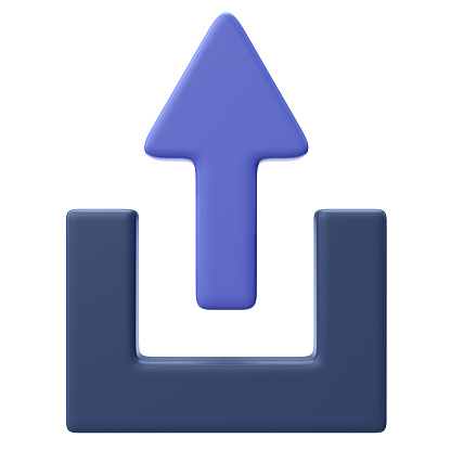 3d Illustration share icon with arrow pointing up