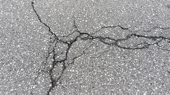 Cracked asphalt road