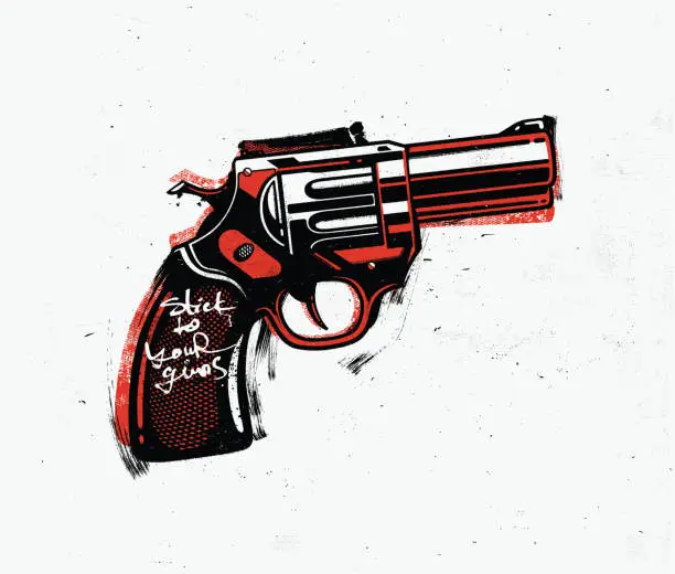 Vector illustration of Stick to your guns, Handgun