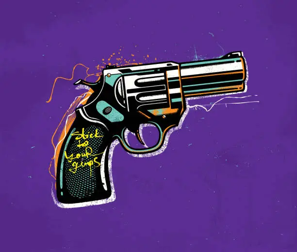 Vector illustration of Stick to your guns, Handgun