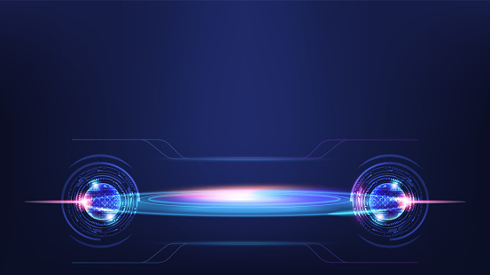 Abstract Quantum computer technologies background concept with Futuristic blue circuit and Waves flow. Vector Illustration eps10
