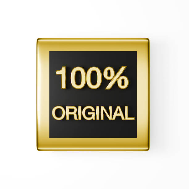 100 Percent Original Glossy Shiny Square icon.Strock Illustration