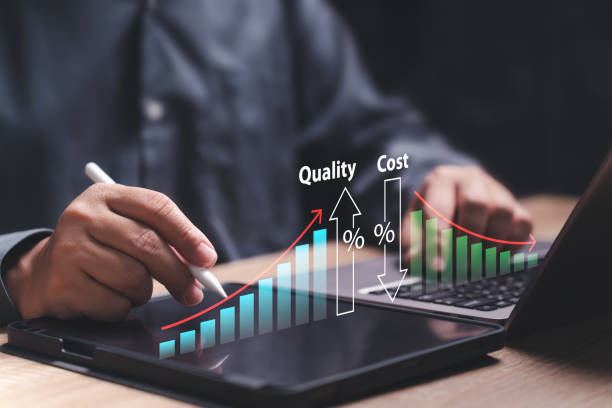 istock Cost reduction and quality control, business strategy, and project management concept, Businessman use plans to reduce costs, financial management, Target good quality, effective business 1972636374