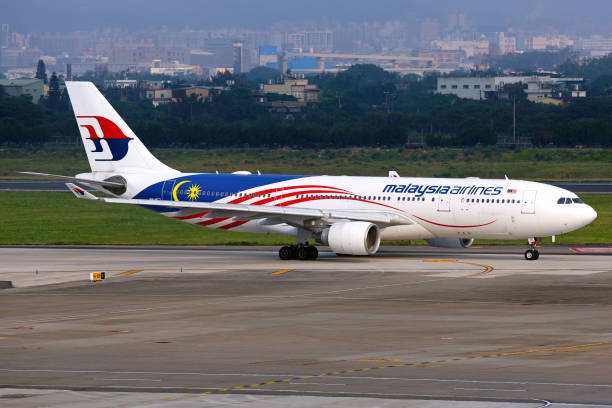 An Airbus A330 operated by Malaysia Airlines in Taipei Taoyuan airport.