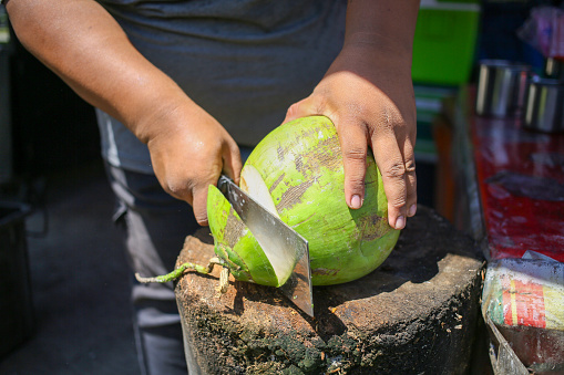Preparation for opening coconut drink