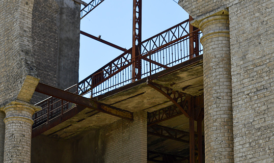 Geometric view of modern staircase by looking upwards