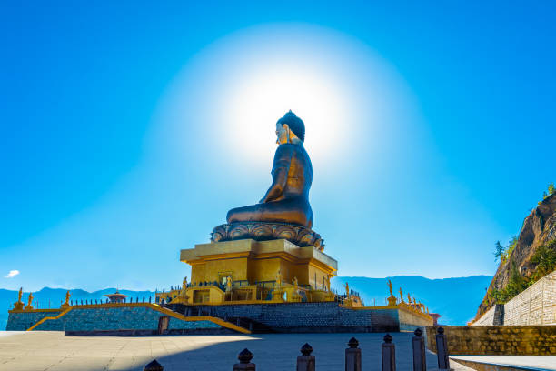 istock Halo around giant Buddha Statue 1972673536