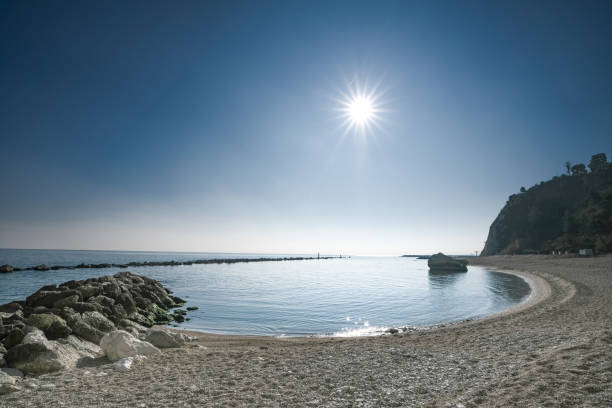 Seascape in winter with the beach deserted