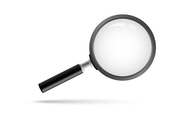 illustrazioni stock, clip art, cartoni animati e icone di tendenza di search icon vector. magnifying glass with transparent background. magnifier, big tool instrument. magnifier loupe search. business analysis symbol - 2605