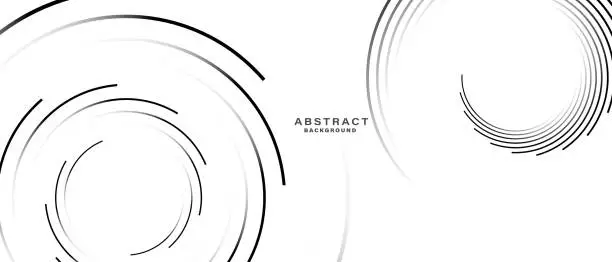 Vector illustration of Abstract white background with black spiral circle lines.