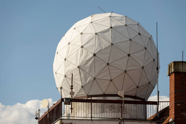 Meteorological instruments for weather forecasting. The instruments are located at the Kamenicki Vis location near the town of Nis. Meteorological instruments for weather forecasting. The instruments are located at the Kamenicki Vis location near the town of Nis. A large meteor ball on top of a building.