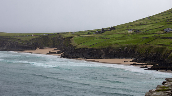The beautiful Coumeenoole Beach in the Dingle Peninsula in County Kerry seen during Slea Head Drive and Wild Atlantic Way - Ireland