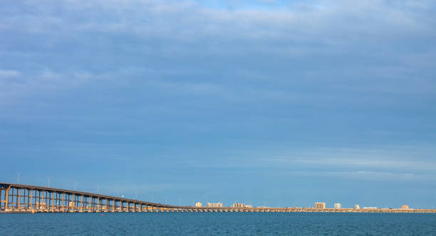 Aerial photo of highway 275 Howard Frankland Bridge over Tampa Bay Florida USA