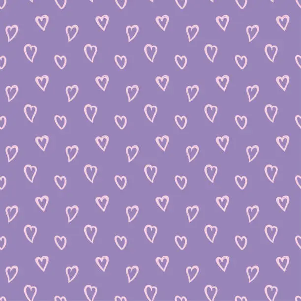 Vector illustration of Scattered pink hearts simple seamless pattern