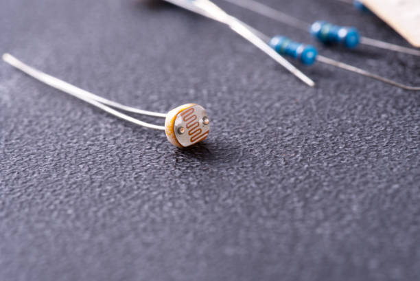 Photoresistor on the dark background.