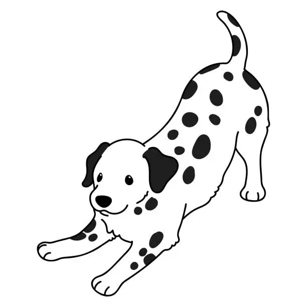 Vector illustration of Simple and cute playful Dalmatian dog illustration