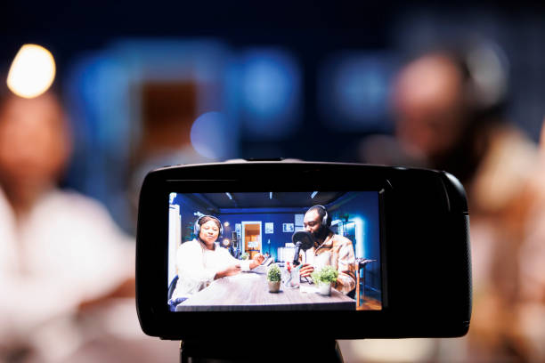 istock Camera filming talk show in home studio 1972799414