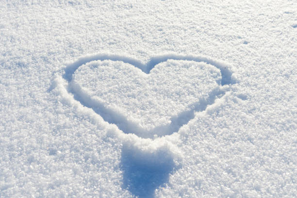 two snow hearts on the snow