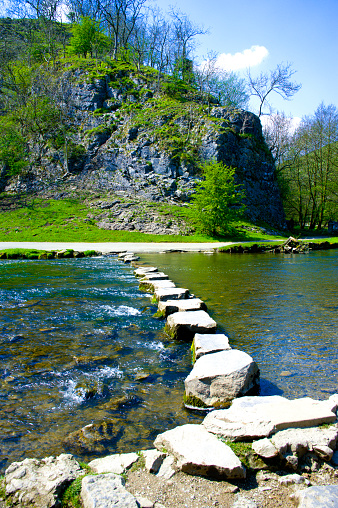 Peak District National Park Derbyshire England UK Valley of the River Dove Footpath Dovedale - Stepping Stones