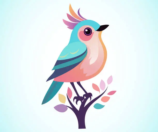 Vector illustration of Beautiful multi coloured bird. Bird logo design vector illustration