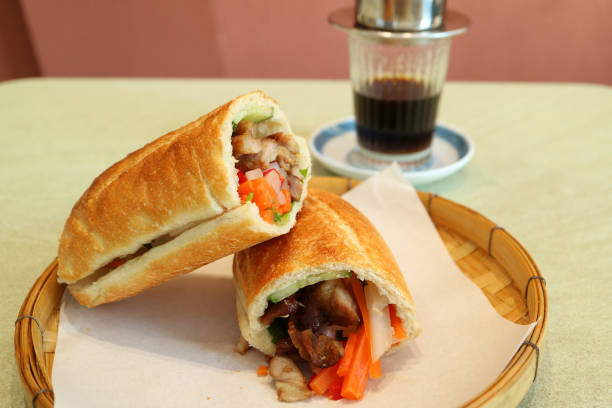 Mouthwatering Banh Mi with Vietnamese Drip Coffee in the Backdrop