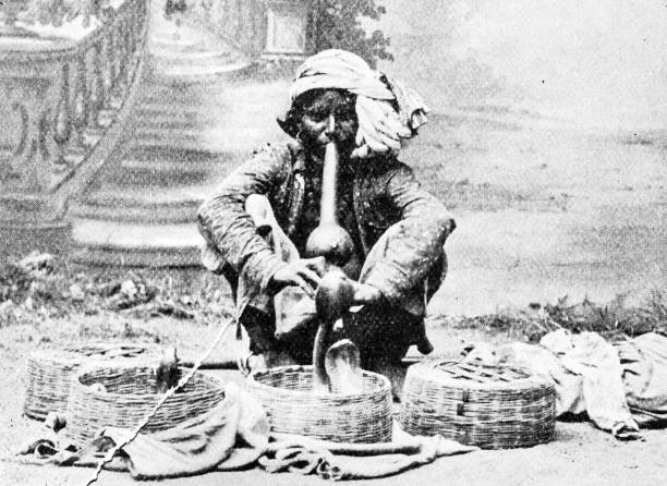 People and landmarks of India in 1895: Snake Charmer