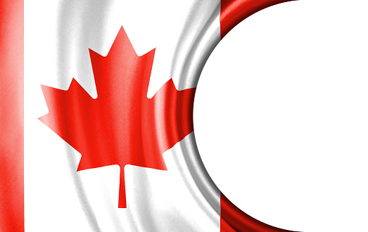 Abstract illustration, Canada flag with a semi-circular area White background for text or images.