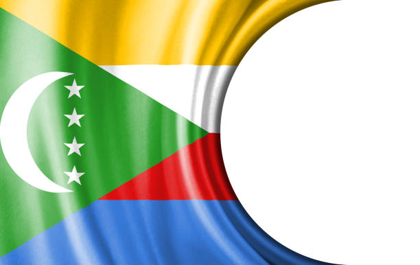 Abstract illustration, Comoros flag with a semi-circular area White background for text or images.