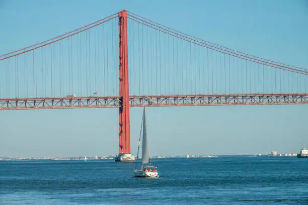 Photo of Sailing under the Tagus River Bridge, Lisbon, Portugal