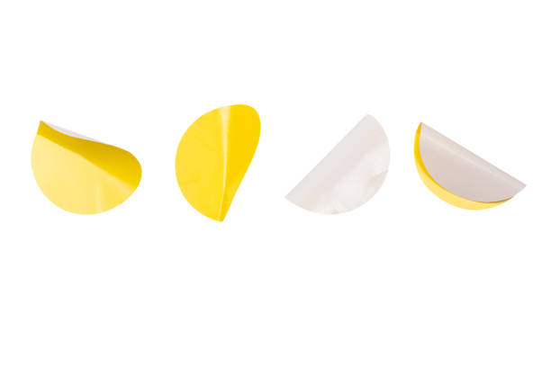 istock Round yellow stickers, blank tags labels isolated on a white background. 1972897170