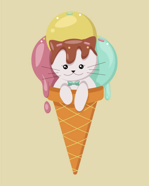 istock Vector illustration. Cute cat and ice cream. Summer treats.Cat in ice cream. 1972902905