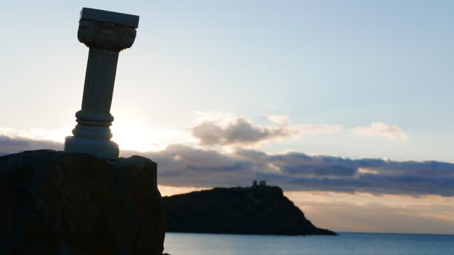 Greek column and Poseidon temple, Cape Sounio