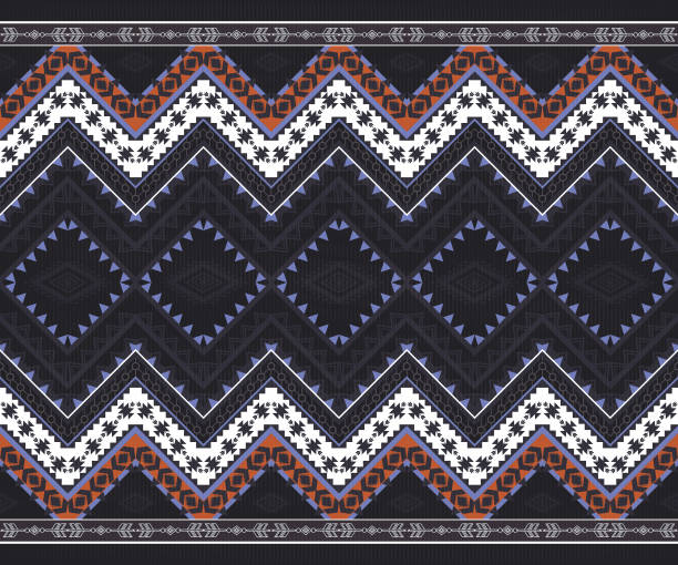 ethnic fabric patterns Ethnic fabric pattern designed with geometric patterns in black, blue, orange, white for textiles and clothing, covers, rugs, vector illustration. ethnic fabric patterns Ethnic fabric pattern designed with geometric patterns in black, blue, orange, white for textiles and clothing, covers, rugs, vector illustration. background of arabian scarf stock illustrations