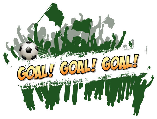 ilustrações, clipart, desenhos animados e ícones de scoring sign - soccer goal net winning
