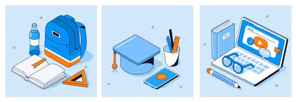 Vector illustration of online education isometric