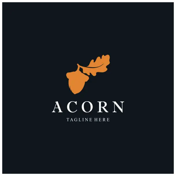 Vector illustration of Simple Acorn logo design with leaves,oak leaves logo,isolated with vector illustration editing