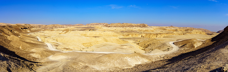 Panoramic view of the Desert Peres valley, Judaean Desert (Dead Sea region), southern Israel
