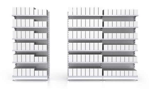 istock Retail shelf racks with blank products, mock up 1972971139