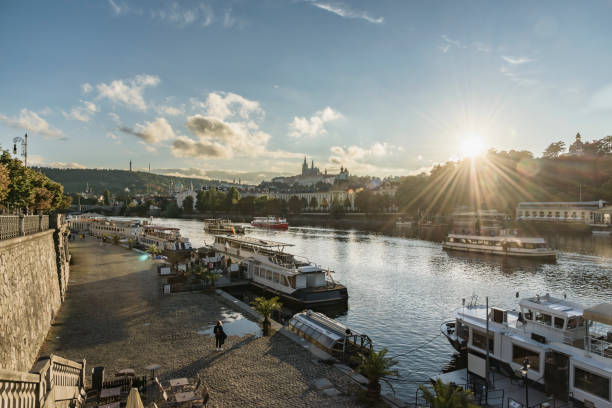 istock Sunset Glow by Vltava River with Prague Panorama 1972976942