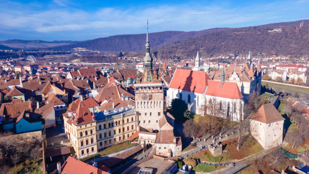 istock Birds eye view over Sighisoara city. 1972977461