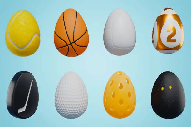 Photo of Happy easter. Sports balls in the shape of an egg.3D rendering