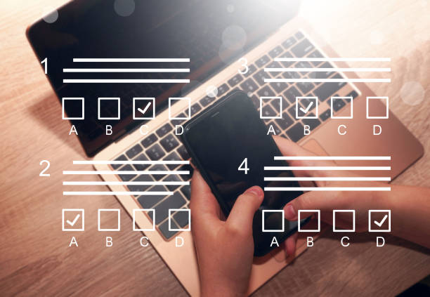 istock E-learning, education, online exam concept.Choose correct answer. Education internet online digital technology concept. 1972989542