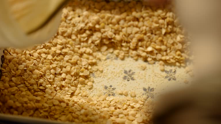 Poring Lentils into a Blender