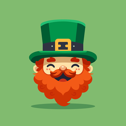 Male mustache St. Patrick's Day and holiday. Leprechaun head.